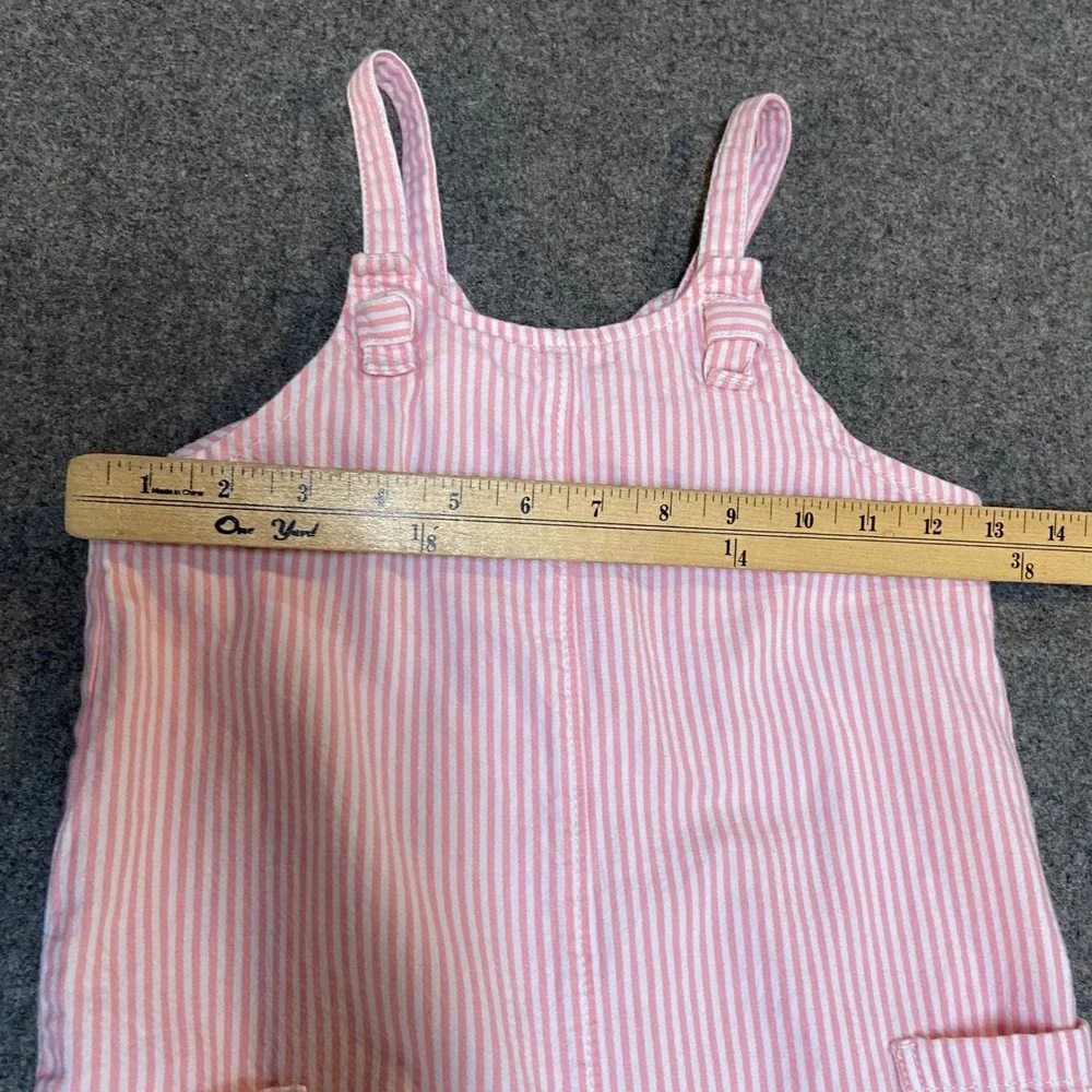 Old Navy Striped Overalls Jumpsuit Girls 5T Pink White Tie Strap Cotton Wide Leg